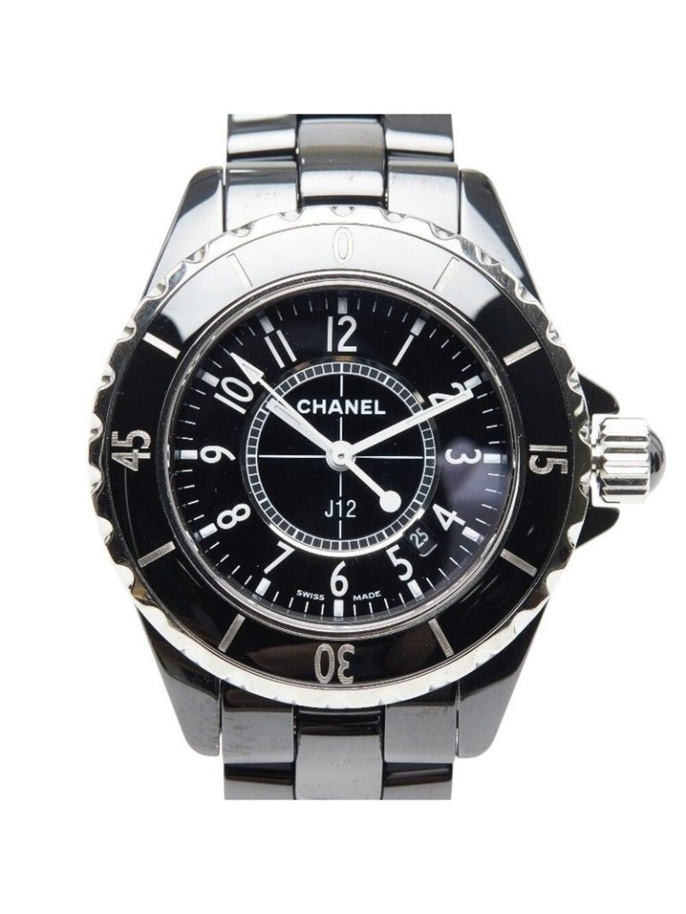 Chanel Watch Black Stainless Steel Ceramic